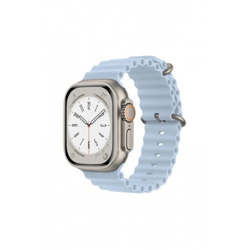 Cosmostech Akıllı Saat Watch için Uyumlu 42MM 44MM 45MM 49MM 1/2/3/4/5/6/se/7/8/ultra Akıllı Saat Silikon Kordon ve Kayışı Açık Mavi