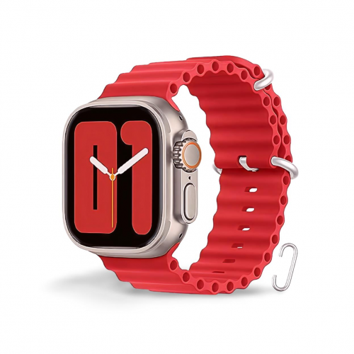 Cosmostech Akıllı Saat Watch için Uyumlu 42MM 44MM 45MM 49MM 1/2/3/4/5/6/se/7/8/ultra Akıllı Saat Silikon Kordon ve Kayışı Kırmızı