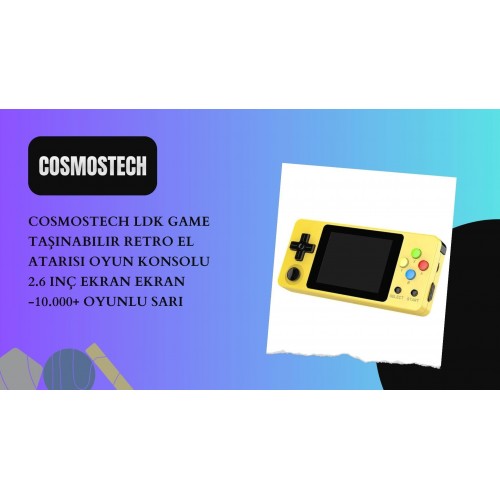 Cosmostech LDK Game Taşınabilir Retro El Atarisi Oyun Konsolu 2.6 inç ekran Ekran -10.000+ Oyunlu Sarı