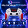 Cosmostech Play X CS-074 Kablosuz Oyun Kolu – PS5 PC Nintendo Switch Mobil Steam Uyumlu Wireless Gamepad Beyaz-Kırmızı Pixel Desenli