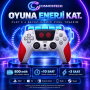Cosmostech Play X CS-074 Kablosuz Oyun Kolu – PS5 PC Nintendo Switch Mobil Steam Uyumlu Wireless Gamepad Beyaz-Kırmızı Pixel Desenli