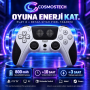 Cosmostech Play X CS-075 Kablosuz Oyun Kolu – PS5 PC Nintendo Switch Mobil Steam Uyumlu Wireless Gamepad Beyaz-Siyah Pixel Desenli