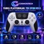 Cosmostech Play X CS-075 Kablosuz Oyun Kolu – PS5 PC Nintendo Switch Mobil Steam Uyumlu Wireless Gamepad Beyaz-Siyah Pixel Desenli