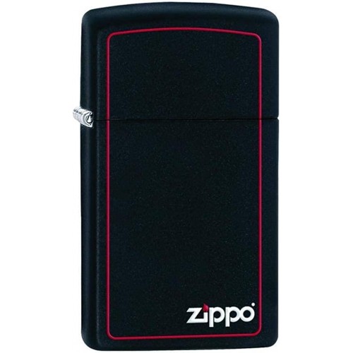 Zippo Çakmak 1618ZB Slim Black Matte With Red Border Lighter